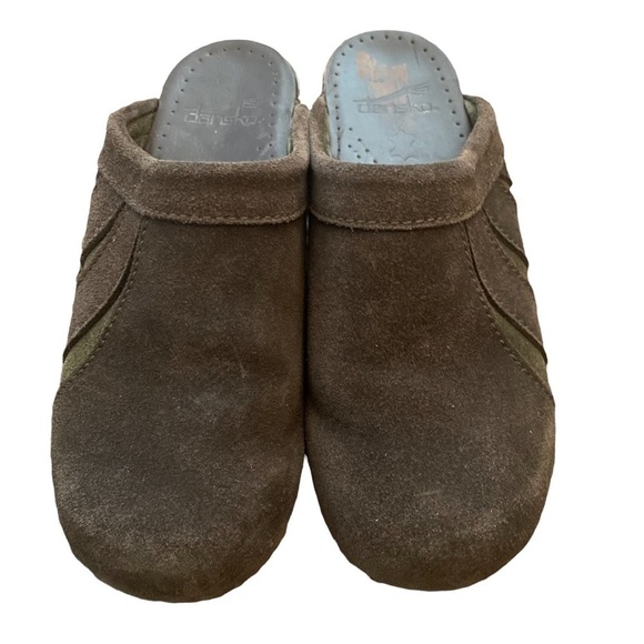 𝅺DANSKO Chocolate Brown Leather Suede Slip On Clogs - Picture 4 of 7